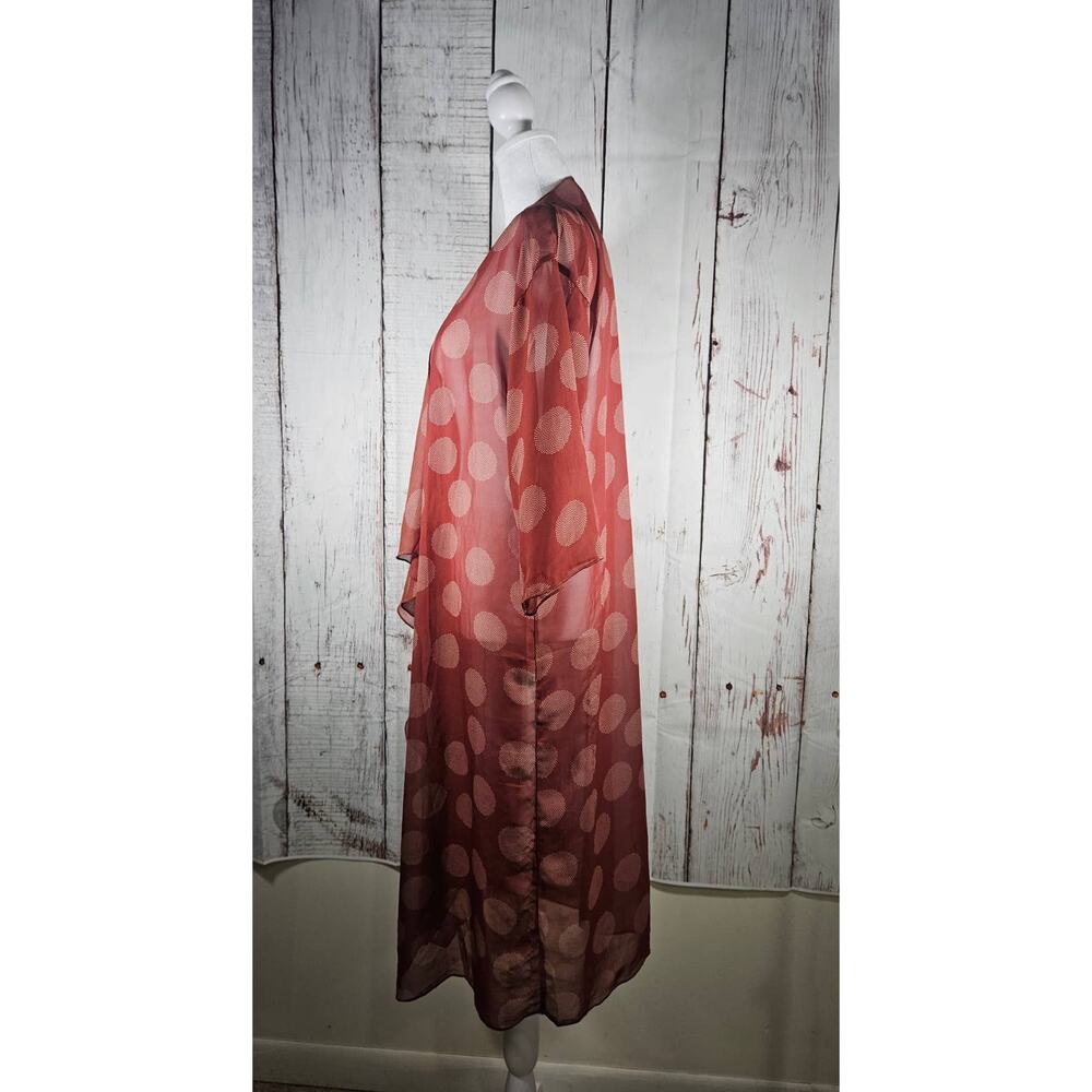 LuLaRoe Women's Lightweight‎ Cardigan Size Medium Brick Red and White - Picture 4 of 6